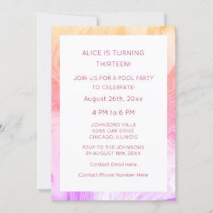 Invitation 13e anniversaire Rose Abstrait Artsy Custom Age Gi