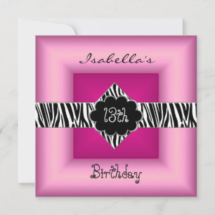 Invitation 13e anniversaire sauvage rose animal noir 5