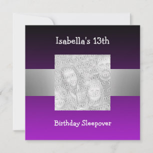 Invitation 13e anniversaire Sleepover argent violet photo 2