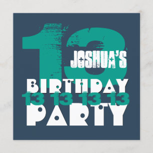Invitation 13e fête d'anniversaire 13 ans Grunge Z13A