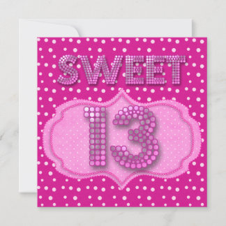 Invitation 13e Sweet 13 Anniversaire Pois roses