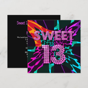 Invitation 13e Sweet 13 Anniversaire Poster de animal mixte