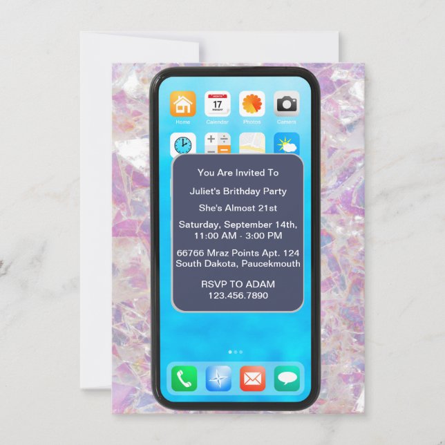 Invitation 13ème 14ème 15ème 18ème 21ème Téléphone Cellulaire (Devant)