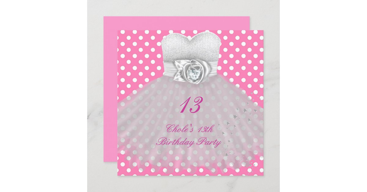 Invitation 13eme Ado Des Filles 13 De Fete D Anniversaire Zazzle Fr