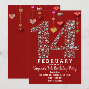 Invitation 14 février 14e Cœur rouge Party de la Saint-Valent