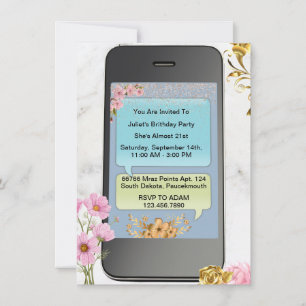Invitation 14e 19e 16e 15e 18e 21e Téléphone portable Anniver