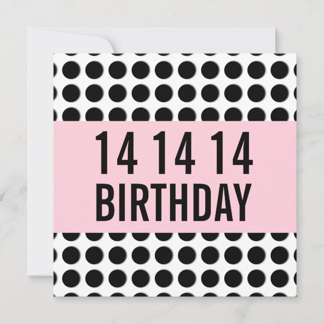 Invitation 14ème Pois A14A de modèle de fête d'anniversaire (Devant)