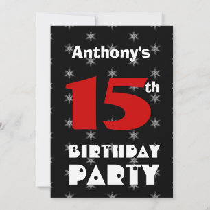 Invitation 15e anniversaire Ado moderne Motif noir et blanc
