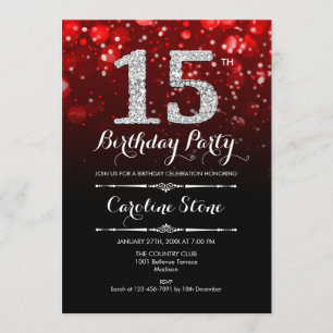 Invitation 15e anniversaire - Argent rouge