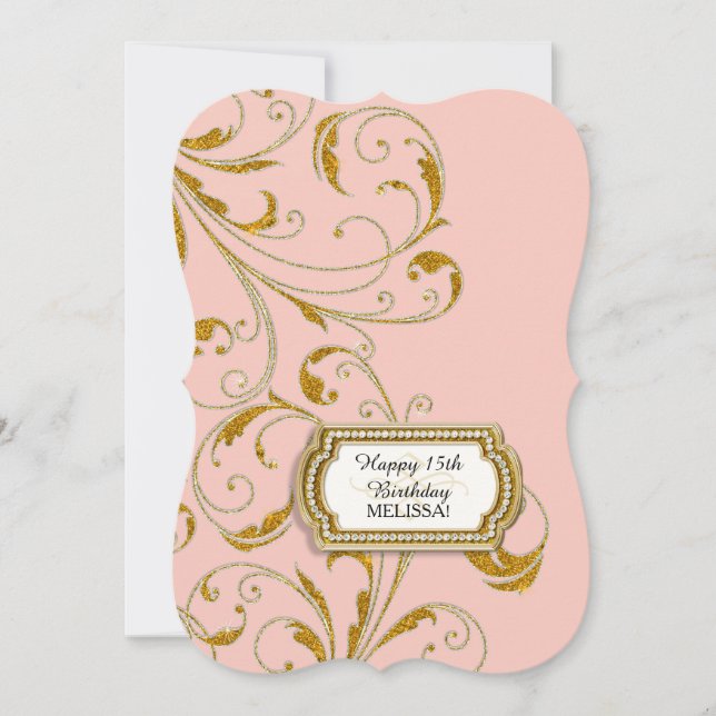 Invitation 15E Anniversaire de la fête Glam Old Hollywood Reg (Devant)