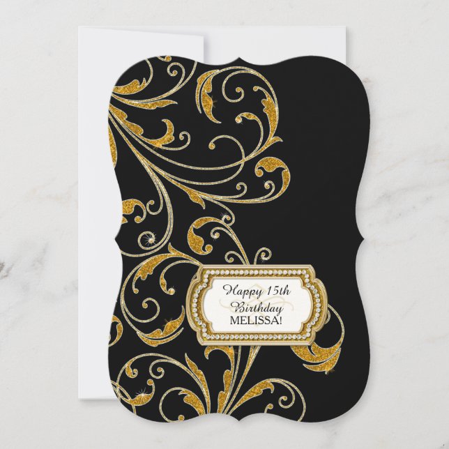 Invitation 15E Anniversaire de la fête Glam Old Hollywood Reg (Devant)