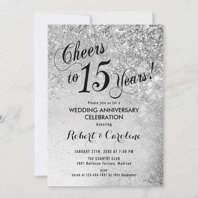 Invitation 15e Anniversaire de Mariage Argent (Devant)