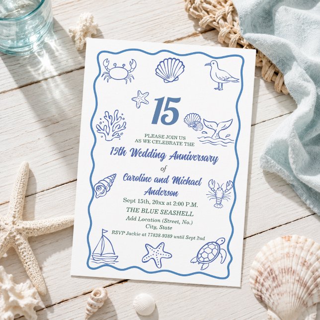 Invitation 15e anniversaire de mariage Chic Dessin à la main  (Créateur téléchargé)