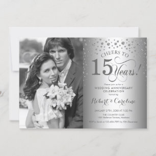 Invitation 15e anniversaire de Mariage en argent avec photo