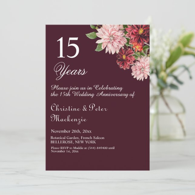 Invitation 15e anniversaire du Mariage de cristal Bourgogne F (Debout devant)