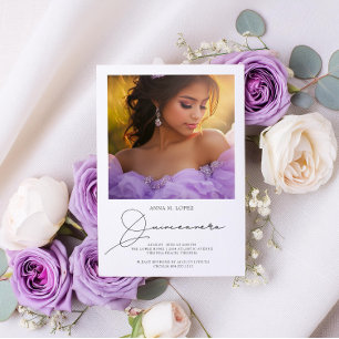 Invitation 15e anniversaire Elegant Quinceanera Photo Invitat