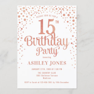 Invitation 15e anniversaire - Gold blanc et Rose