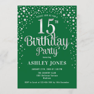 Invitation 15e anniversaire - Green & Silver