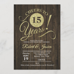Invitation 15e anniversaire Mariage russe - Bois d'or