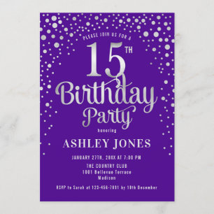 Invitation 15e anniversaire - Purple & Silver