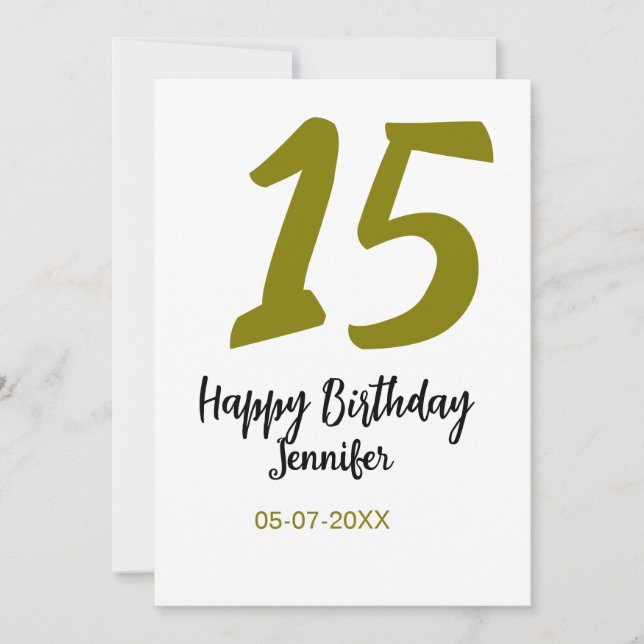 Invitation 15e anniversaire quiencenera ajouter date année or (Devant)