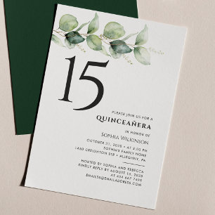 Invitation 15e anniversaire Quinceanera Eucalyptus Foliage