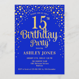 Invitation 15e anniversaire - Royal Blue & Gold