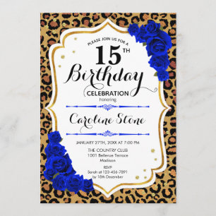 Invitation 15e anniversaire - Royal Blue Gold Empreinte de lé