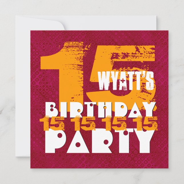 Invitation 15ème Grunge an Z15A de la fête d'anniversaire 15 (Devant)