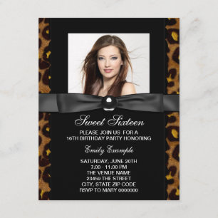 Invitation 16 Anniversaire de Leopard Photo Sweet