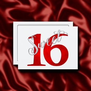 Invitation 16 ans Aquarelle classique rouge et blanche de G