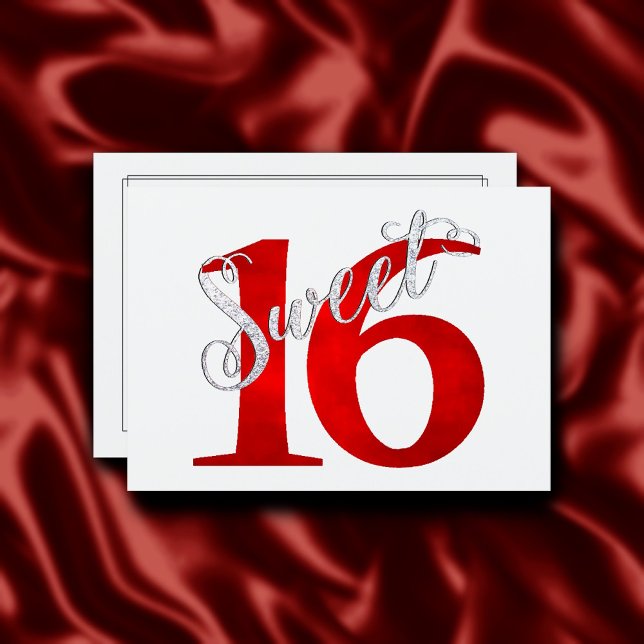 Invitation 16 ans | Aquarelle classique rouge et blanche de G (Créateur téléchargé)