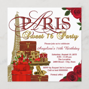 Invitation 16 ans de Red and Gold Paris Sweet