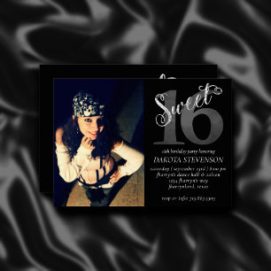 Invitation 16 ans Gris Grunge Faux Parties scintillant Arge