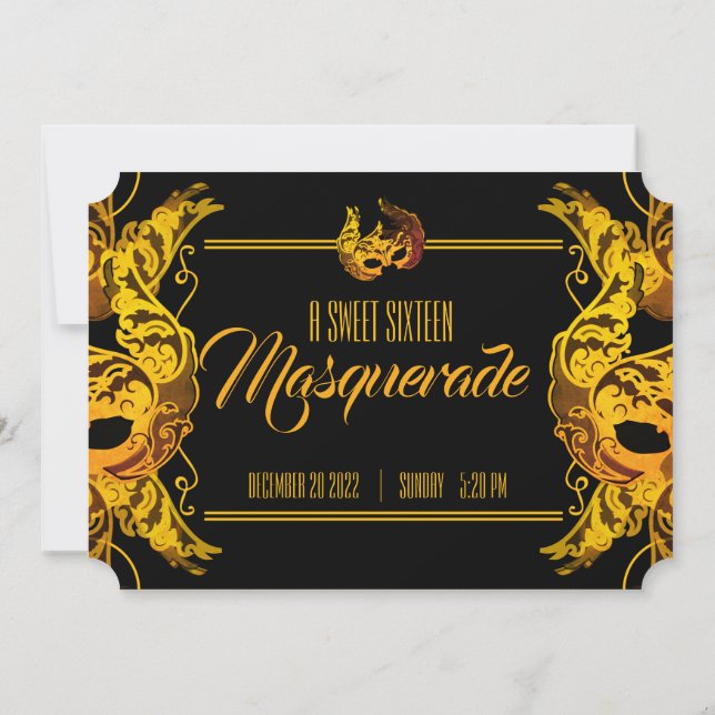 Invitation 16 BIRTHDAY MASQUERADE billet or doux (Dos)