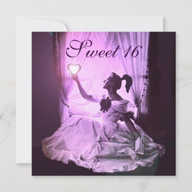 INVITATION 16 FÊTE D'ANNIVERSAIRE SUCRE, PURPLE ROSE DOMMASQU (Devant)