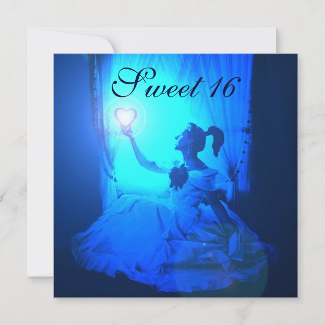 INVITATION 16 JOUR D'ANNIVERSAIRE SUCRÉ, BLEU BLACK BLACK BLA (Devant)