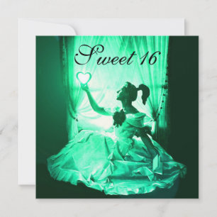 INVITATION 16 JOUR D'ANNIVERSAIRE SUCRÉ, JAUNE VERTE DOMMASQU