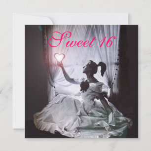 INVITATION 16 SOUFFLE D'ANNIVERSAIRE, FÊTE ROSE FUCHSIA NOIR 