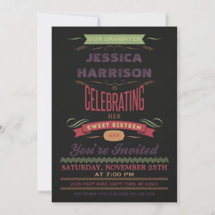 Invitation 16 Typographie Vintage du tableau de bord