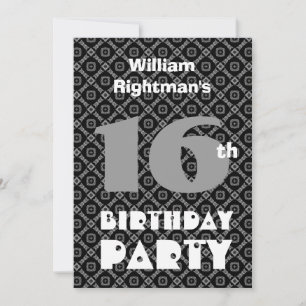 Invitation 16e anniversaire Diamants noirs Ados modernes W704