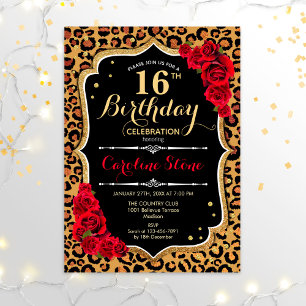 Invitation 16e anniversaire - Empreinte de léopard de Red Ros