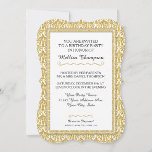 Invitation 16E Anniversaire Fête Glam Gatsby Style Gatsby
