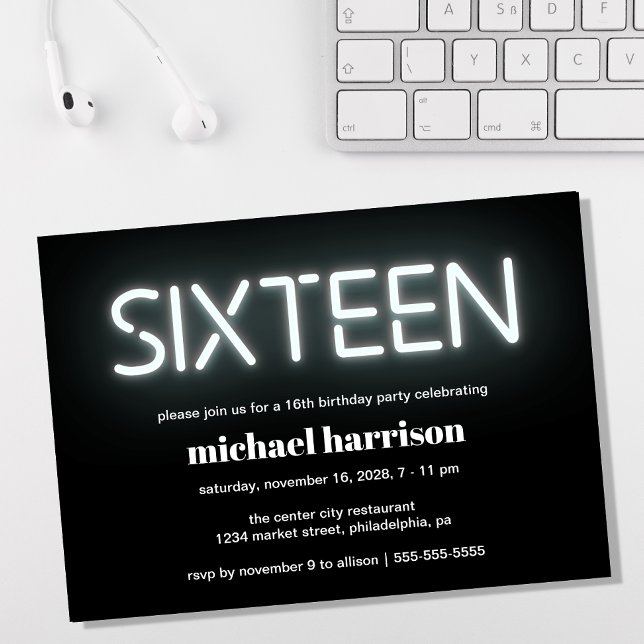 Invitation 16e anniversaire fête Nons lumières (Créateur téléchargé)