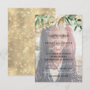 Invitation 16e anniversaire fête Photo Fleurs Gold Graduate