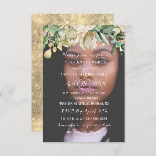 Invitation 16e anniversaire Fleurs de photos Brunch Spark Gol