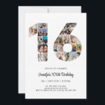 Invitation 16e anniversaire Numéro 16 Photo personnalisée Col<br><div class="desc">Marquez seize ans de merveilleux souvenirs et d'aventures avec ce captivant 16e anniversaire Numéro Photo Collage. Ce modèle personnalisable est le mélange parfait de créativité et de sentiment, vous permettant de créer un cadeau vraiment mémorable pour la journée spéciale de votre bien-aimé. Capturez l'essence d'années incroyables dans un seul chef-d'oeuvre...</div>