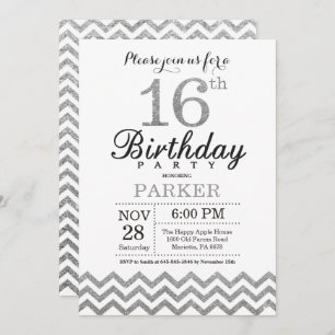 Invitation 16e anniversaire Parties scintillant d'