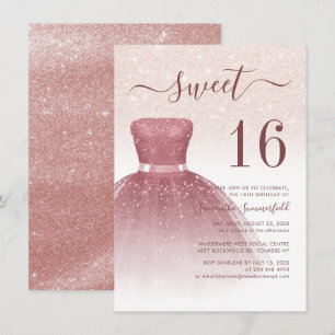 Invitation 16e anniversaire Rose Gold Glam Seize anniversaire