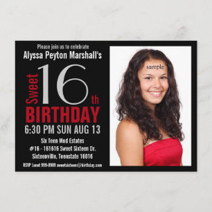 Invitation 16e parti : Coute Mod Red et Black Photo Sweet